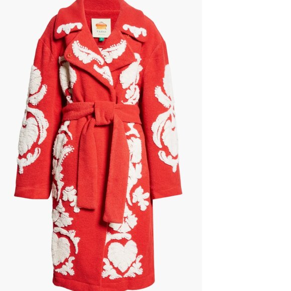 Farm Rio Helen Floral Fleece Coat Festive Season Modern Winter Wardrobe - Picture 5 of 15